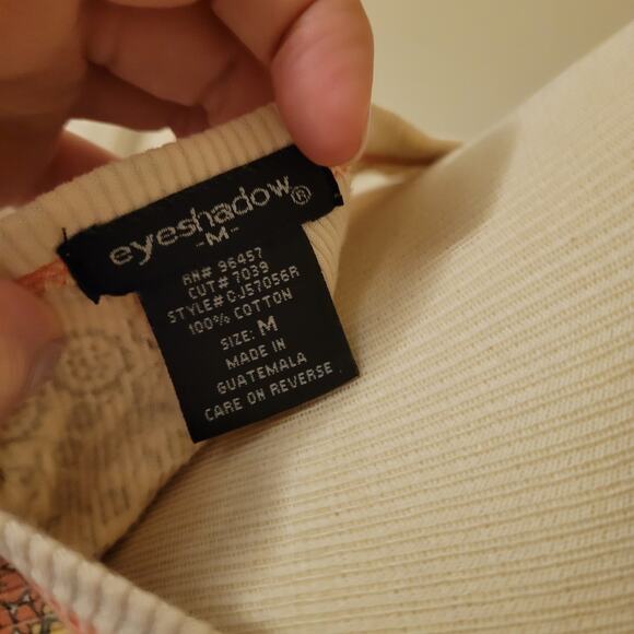 Floral Ribbed Cotton Tank Top EyeShadow Medium V Neck Stretchy Fit - Picture 7 of 7